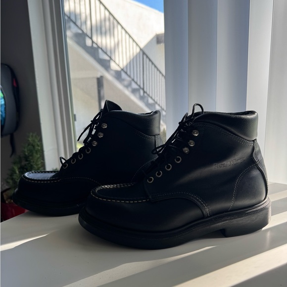 Vintage 2921 Black Chrome Moc Toe Leather Boots size 7D - Picture 5 of 14